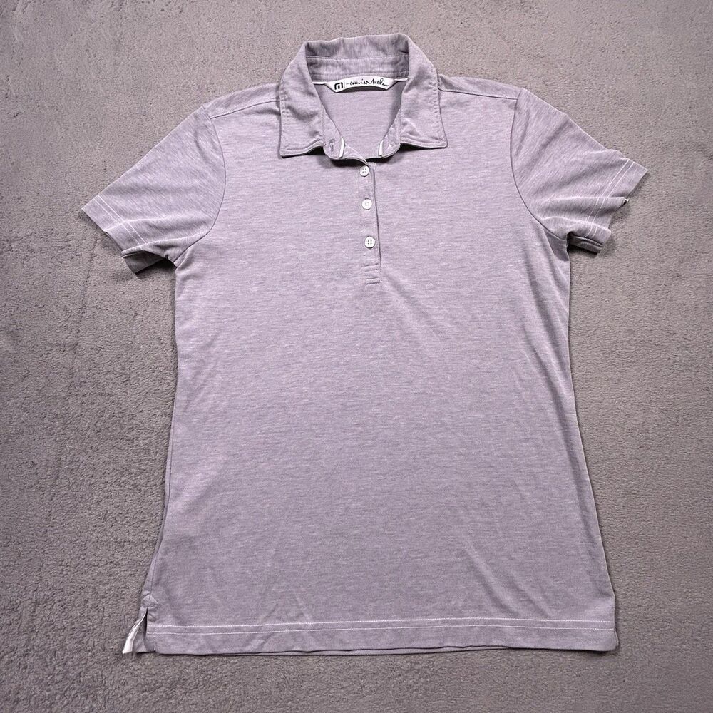 TravisMathew Polo Shirt Womens Small Gray Short Sleeve Golf Pima Cotton Blend